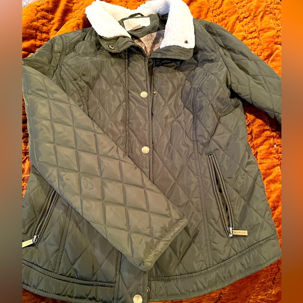 Michael Kors quilted army green jacket
